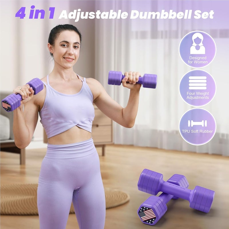 Zempox Adjustable Dumbbell Set of 2, 4 in 1 Hand Weights for Women at Home, 5 lb Weights Dumbbells set of 2, Each 2lb 3lb 4lb 5lb with TPU Soft Rubber Handle for Home Gym Exercise Training - Image 2